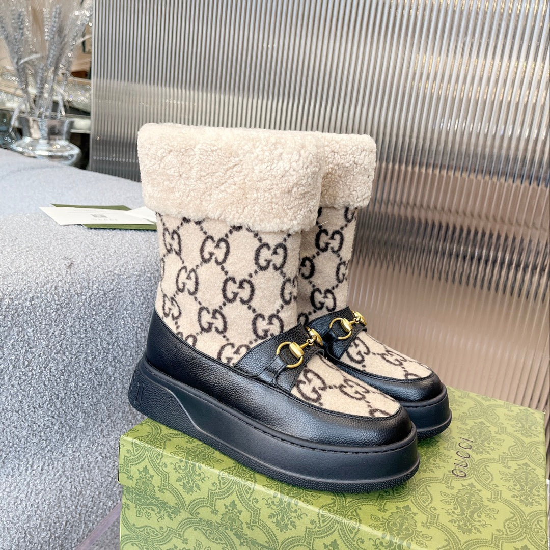 Gi2025 Monogram Boot Wool Canvas Calfskin