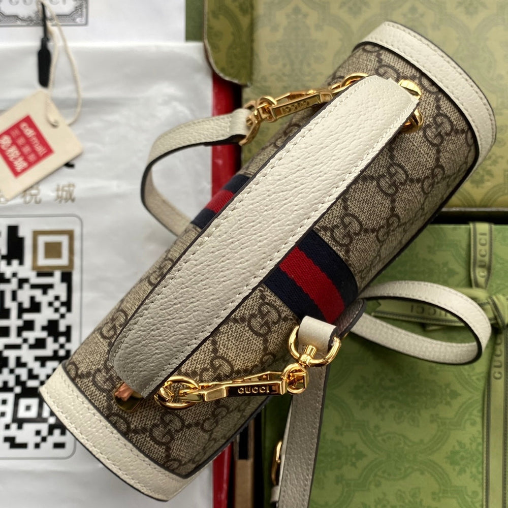 Gi Ophidia 25cm Bag Ebony Canvas Leather