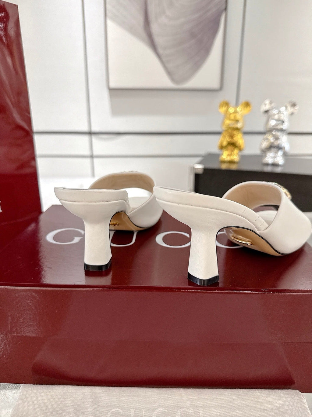 GC 2025 Double G High Heel Sandals Sheepskin