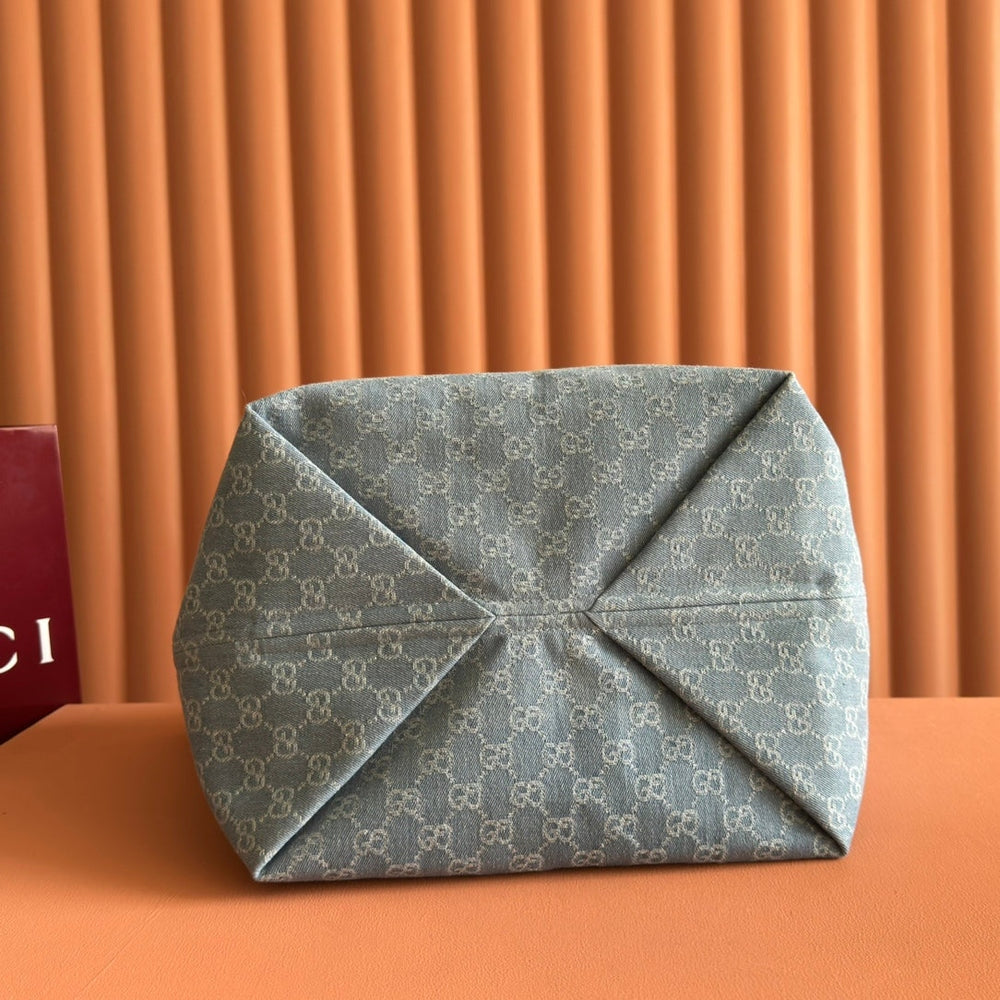 Gi Totissima 30.5cm Tote Bag Denim Leather