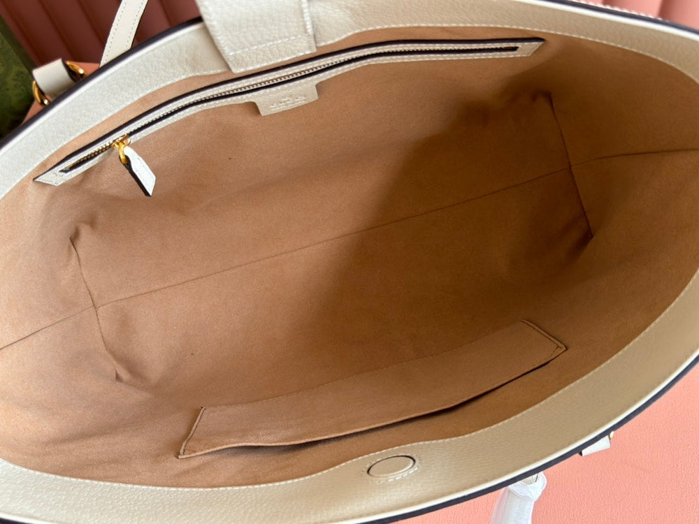 Gi Ophidia 38cm Bag Beige Leather Canvas