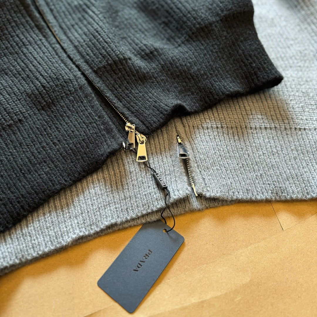 PD Stand collar double zipper knit 1825121805