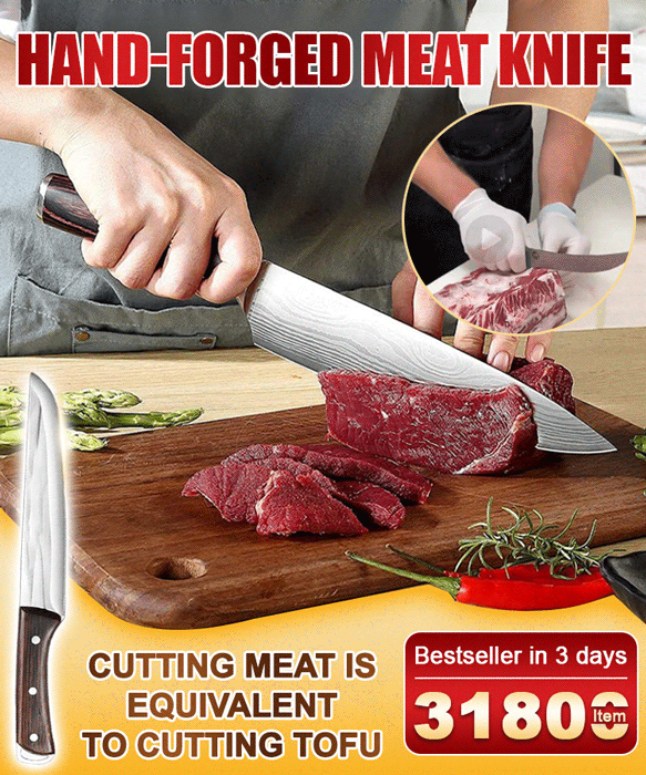 🔥【Sold 31,800 units in 3 days】Hand forged meat knife cuts meat like tofu.