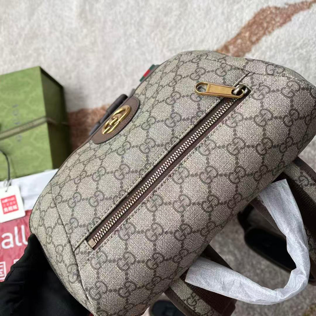 Gi Supreme Skateboard Backpack Brown Beige Leather Canvas
