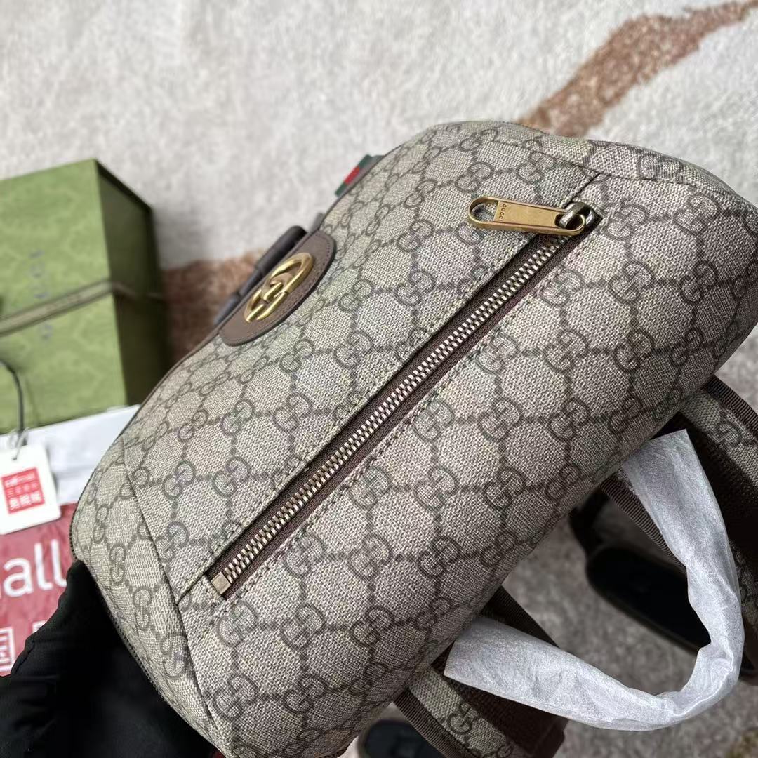 Gi Supreme Skateboard Backpack Brown Beige Leather Canvas