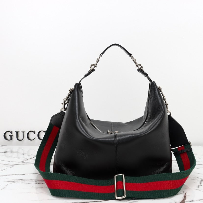 Gi Brera Large Crossbody Bag Black Lambskin (45/33cm)