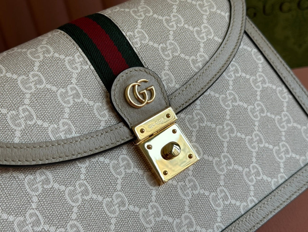 Gi Ophidia 25cm Bag Ebony Canvas Leather