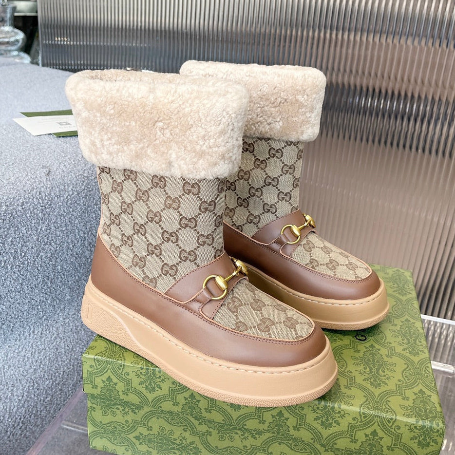 Gi2025 Monogram Boot Wool Canvas Calfskin