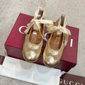Gi Shift Ballerina Flats Beige Jacquard Canvas & Gold Leather 929234