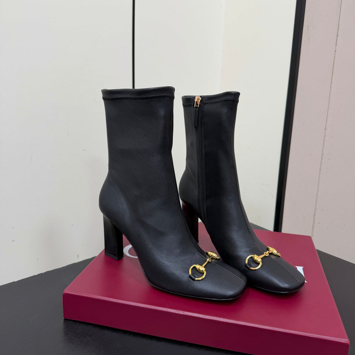 Gi Signora Horsebit Ankle Boots 8.5CM Black Leather 984468