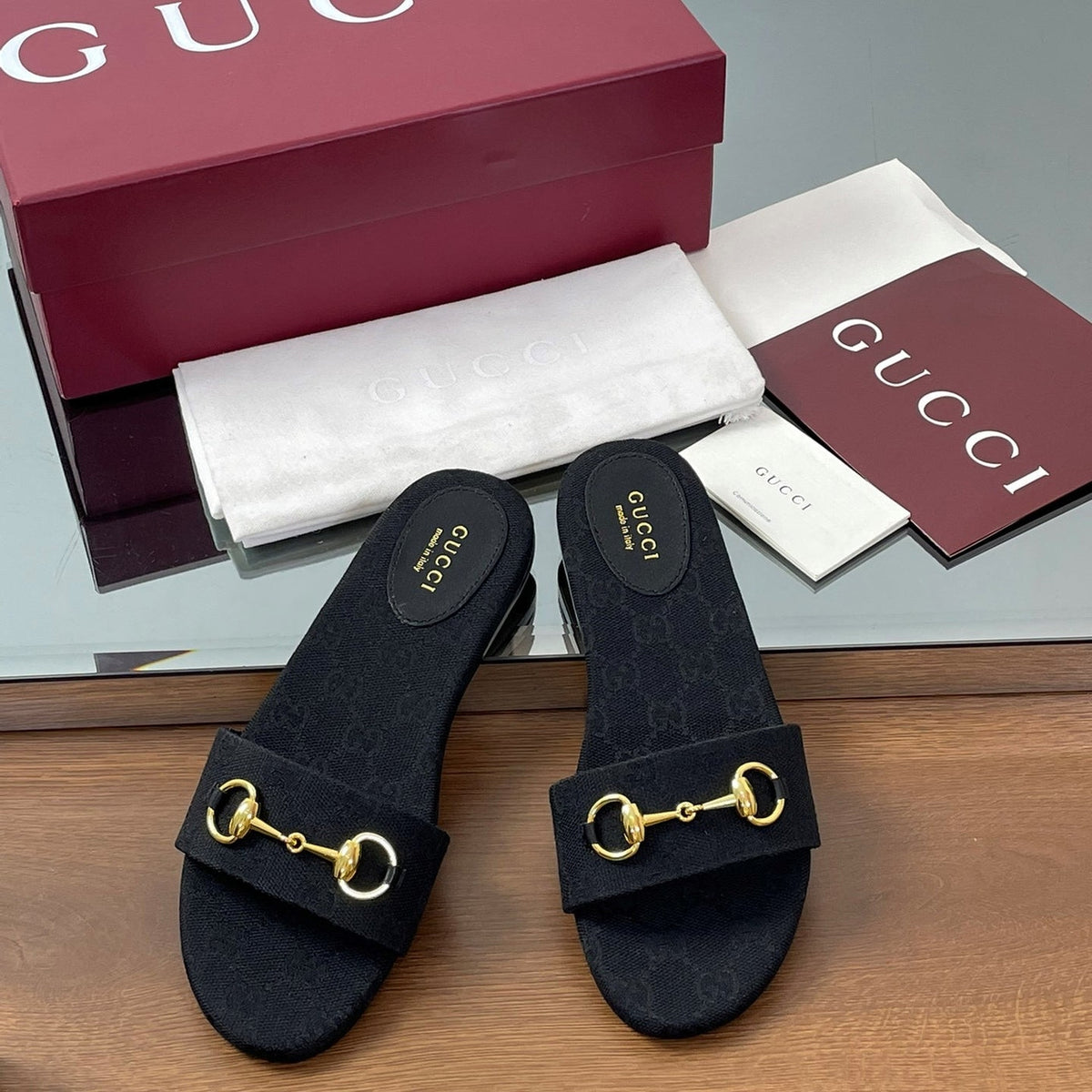 Gi Horsebit Slide Sandals Canvas
