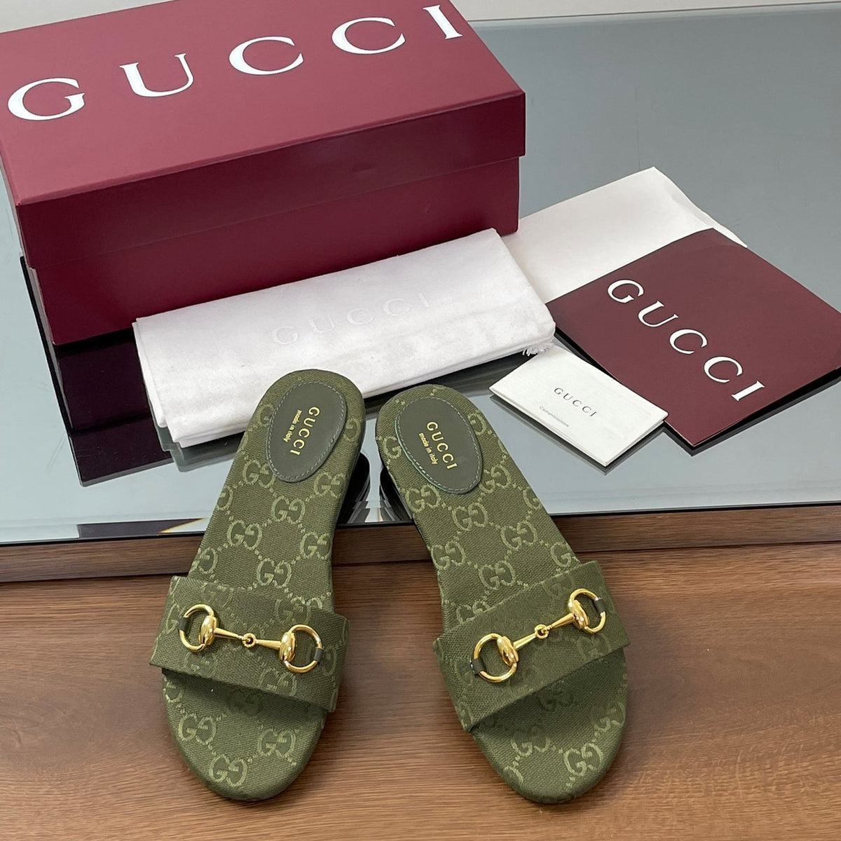 Gi Horsebit Slide Sandals Canvas