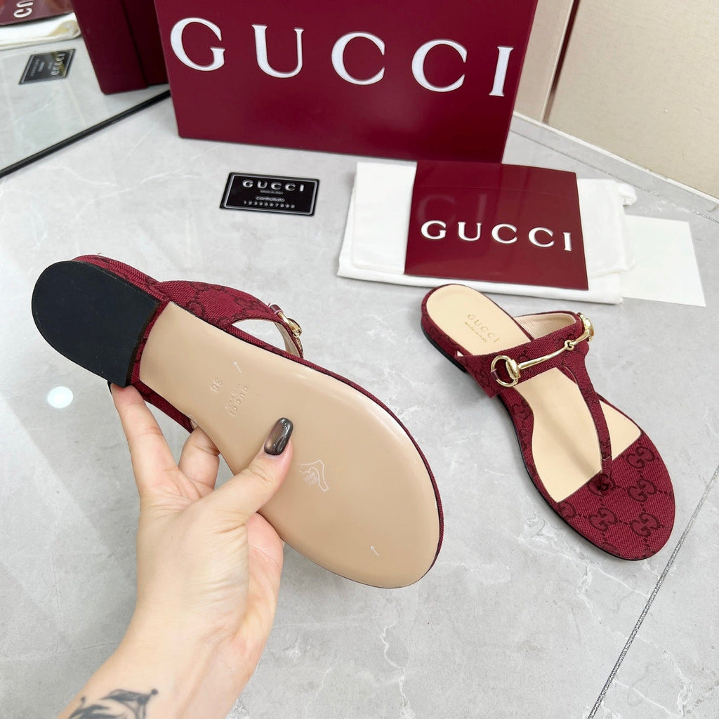 GC Horsebit Thong Sandals Canvas Leather