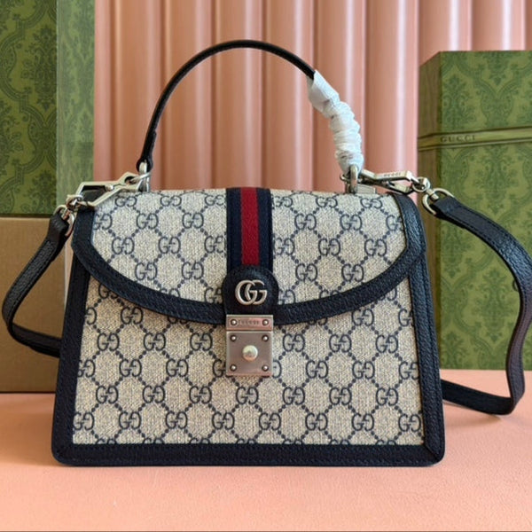 Gi Ophidia 25cm Bag Ebony Canvas Leather