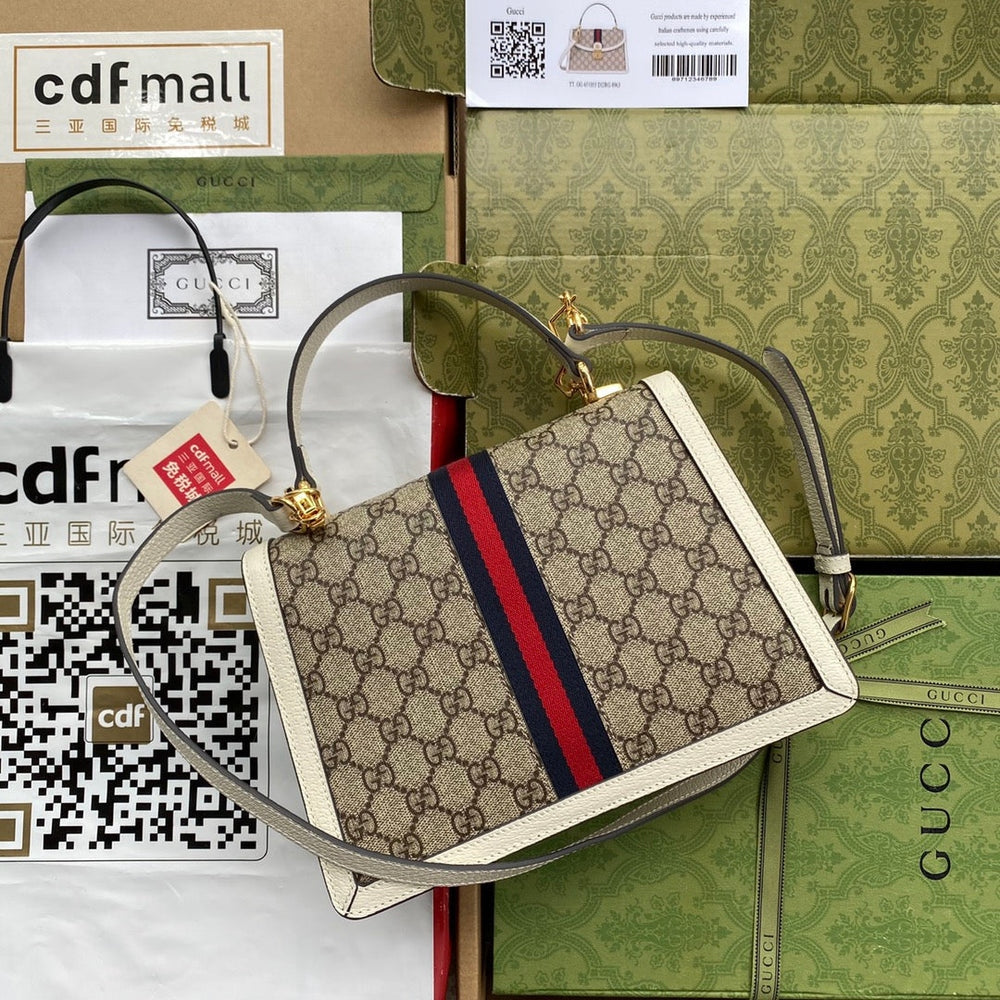 Gi Ophidia 25cm Bag Ebony Canvas Leather