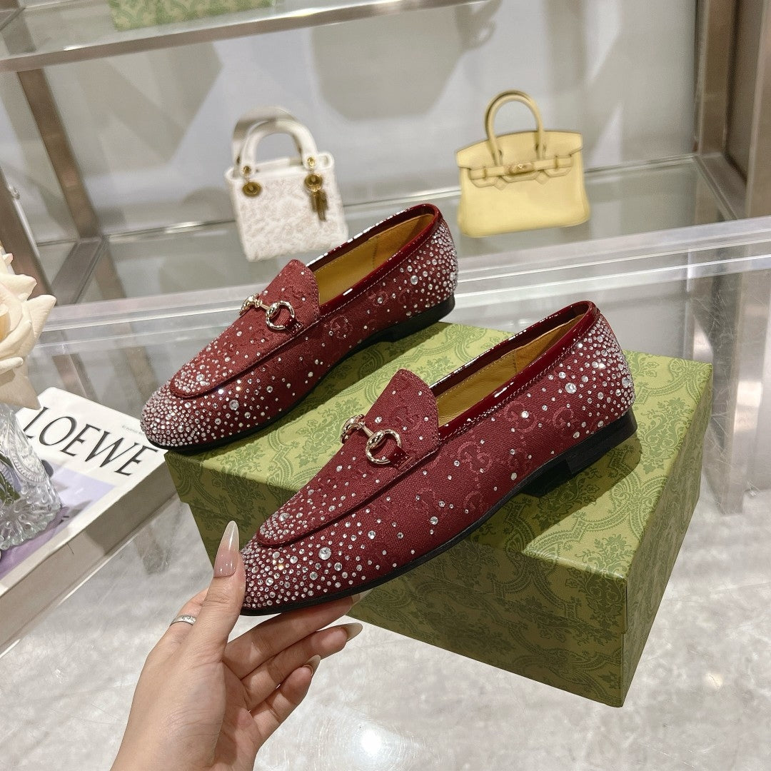Horsebit Jordaan Loafer Canvas Crystal-Embellished