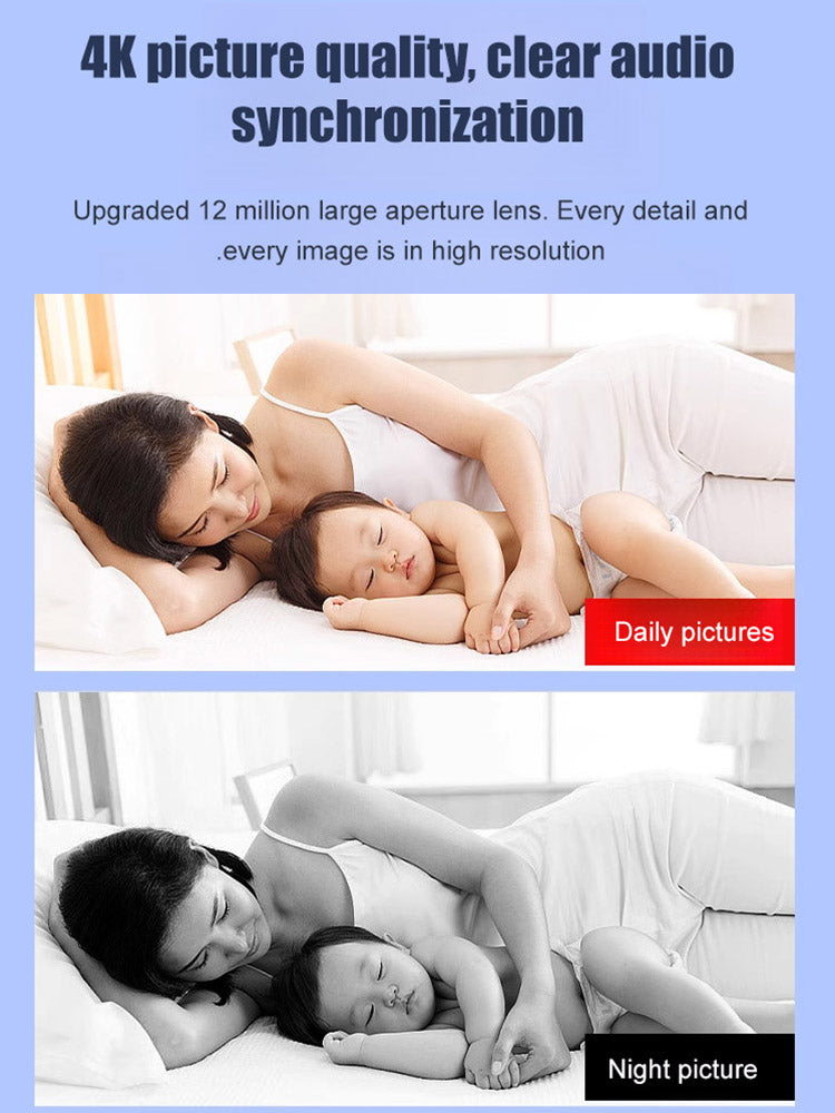 🔥【4K Ultra HD Resolution】Adhesive, installation-free home security camera.