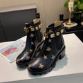 Gi ankle boots star and bee black sheepskin with belt clearance