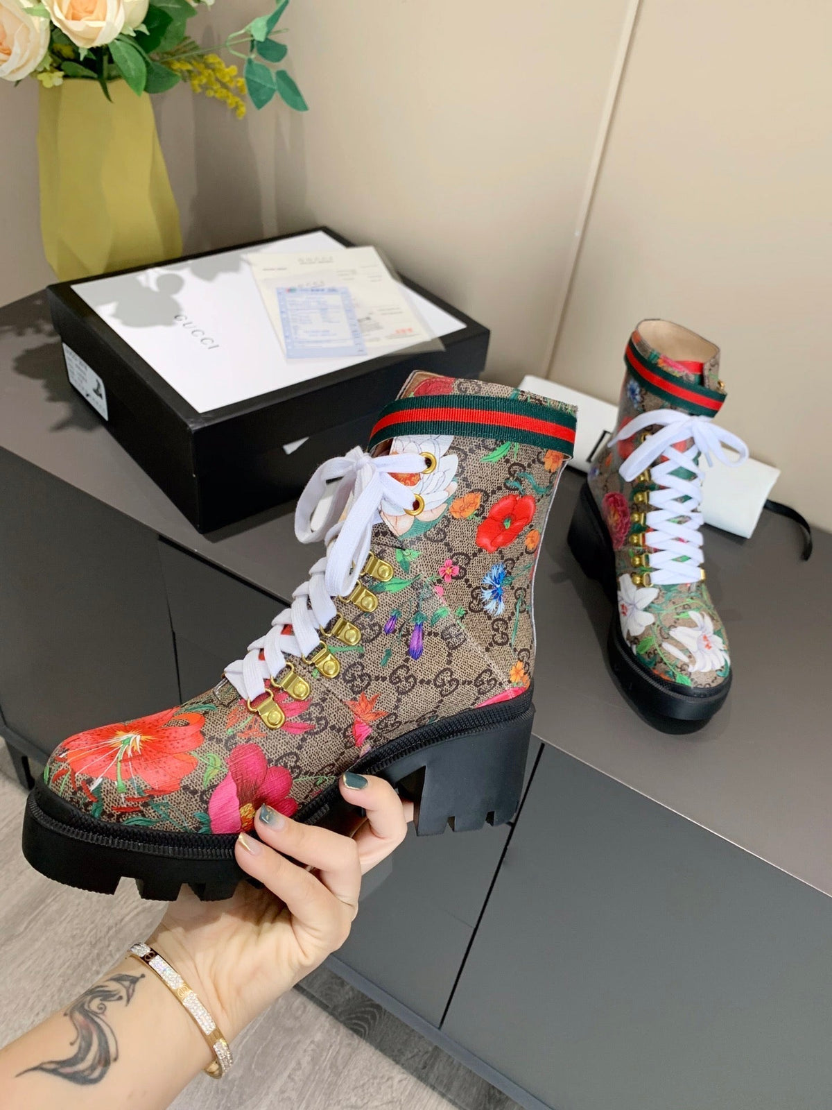 Gi ankle boots Multicolor Floral Sheepskin