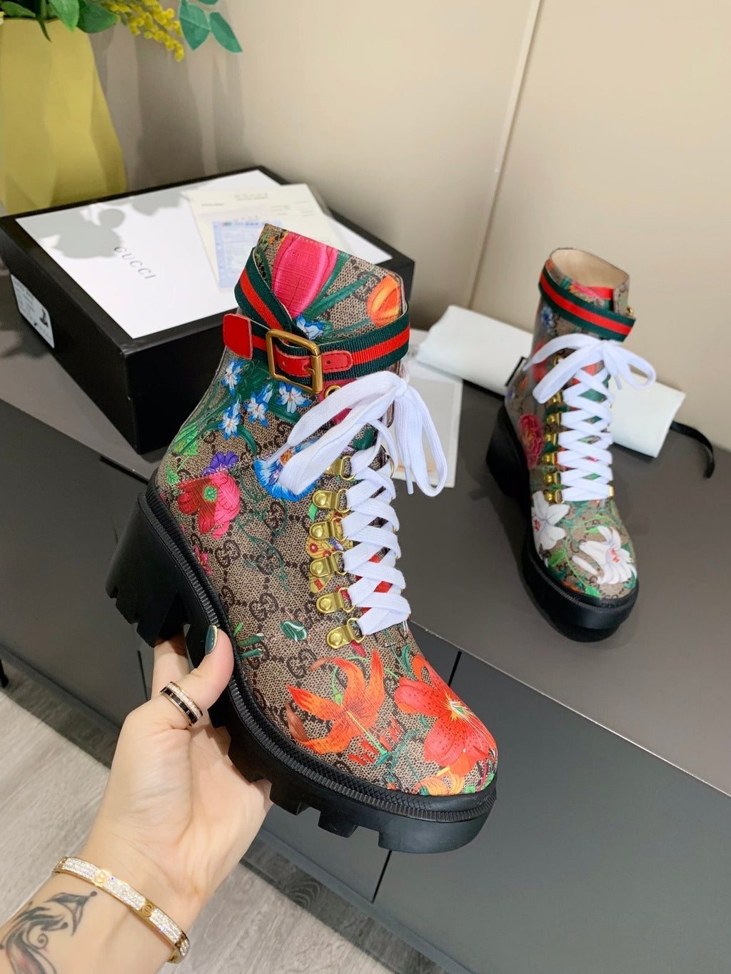Gi ankle boots Multicolor Floral Sheepskin