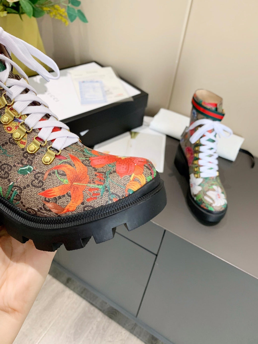 Gi ankle boots Multicolor Floral Sheepskin