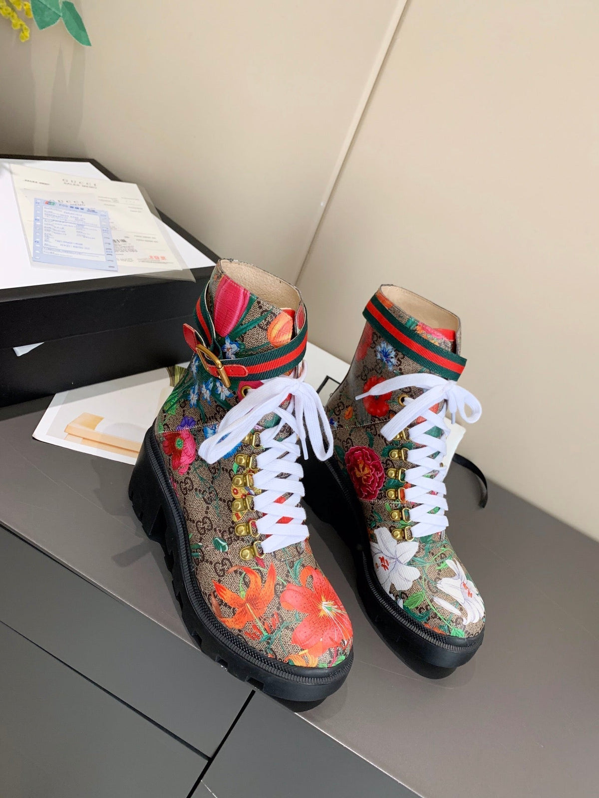 Gi ankle boots Multicolor Floral Sheepskin