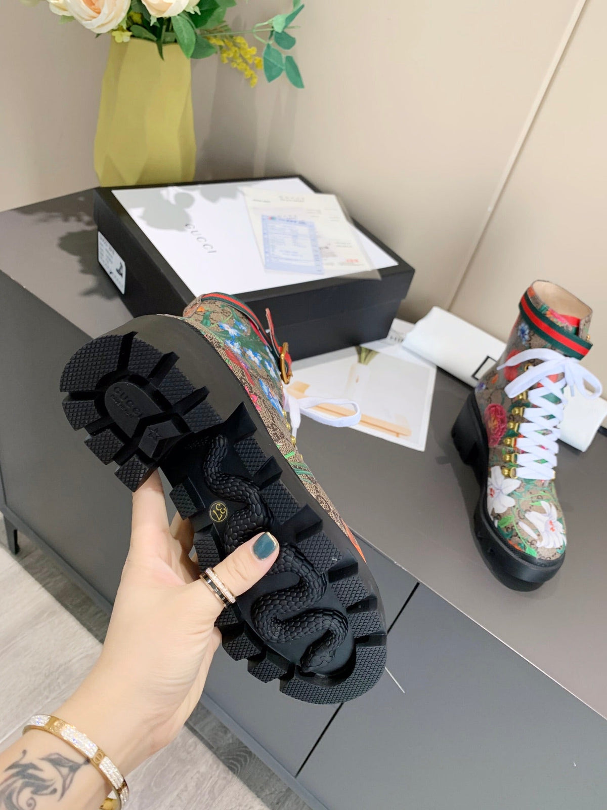 Gi ankle boots Multicolor Floral Sheepskin
