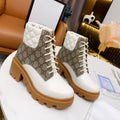Gi ankle boots white brown monogram canvas leather