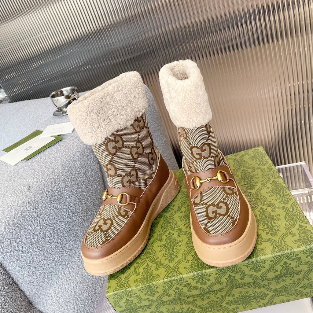 Gi2025 Monogram Boot Wool Canvas Calfskin