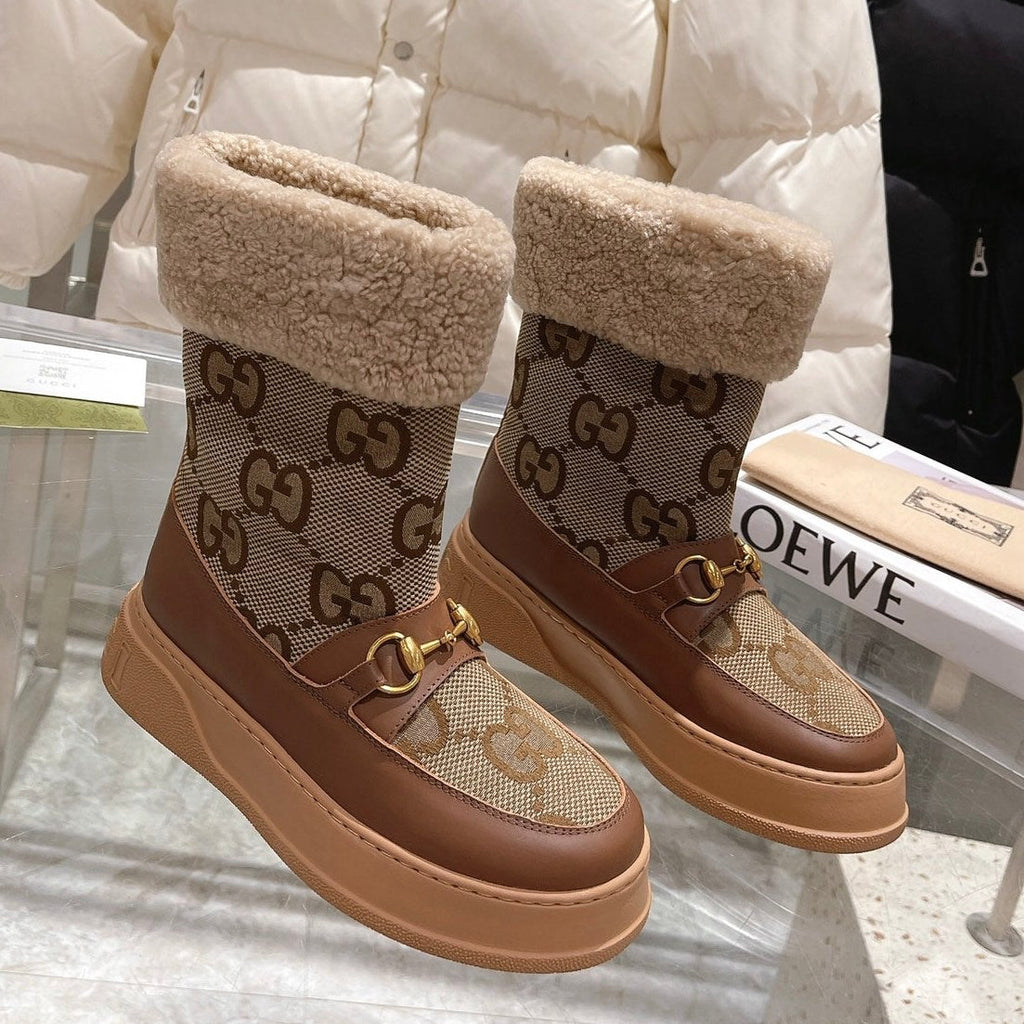 Gi2025 Monogram Boot Wool Canvas Calfskin
