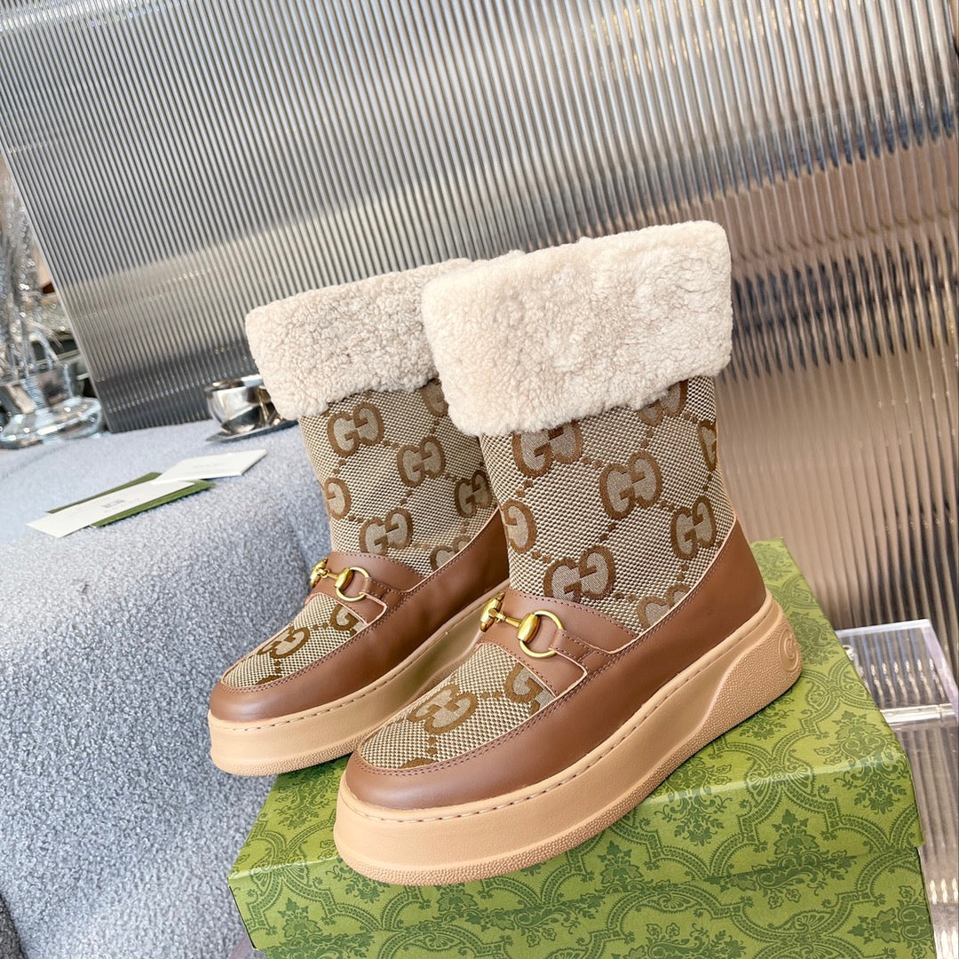 Gi2025 Monogram Boot Wool Canvas Calfskin