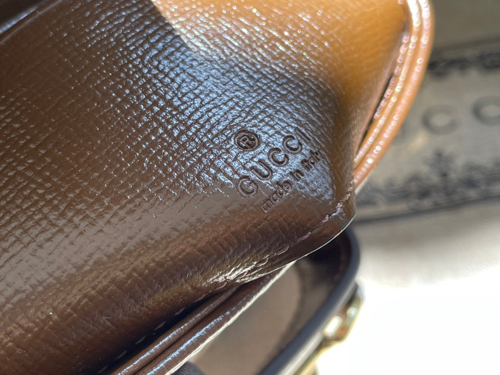 Gi 12 HORSEBIT 1955 SUPER MINI BAG BEIGE CANVAS AND EBONY CALFSKIN