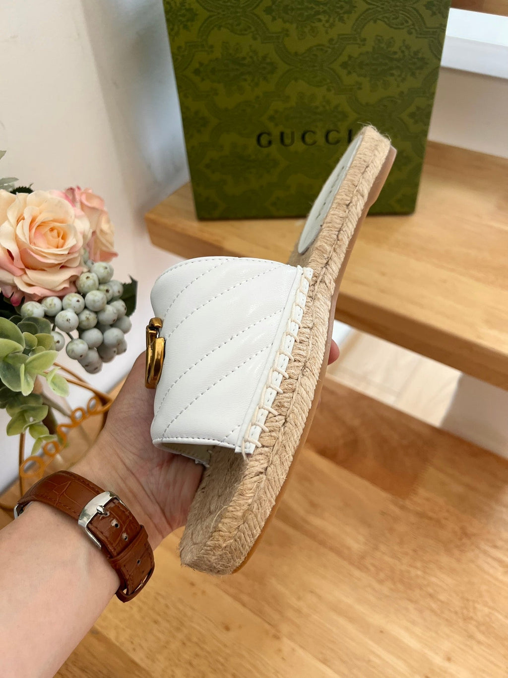 Gi 26ss Slide White Straw Sheepskin 692199