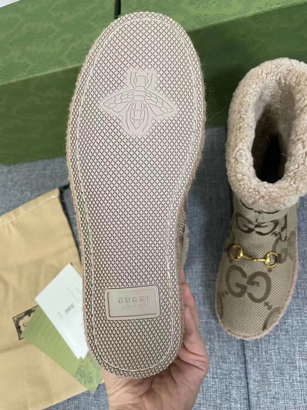 Gi 2025 Monogram Boot Ebony Beige Canvas Wool 564788