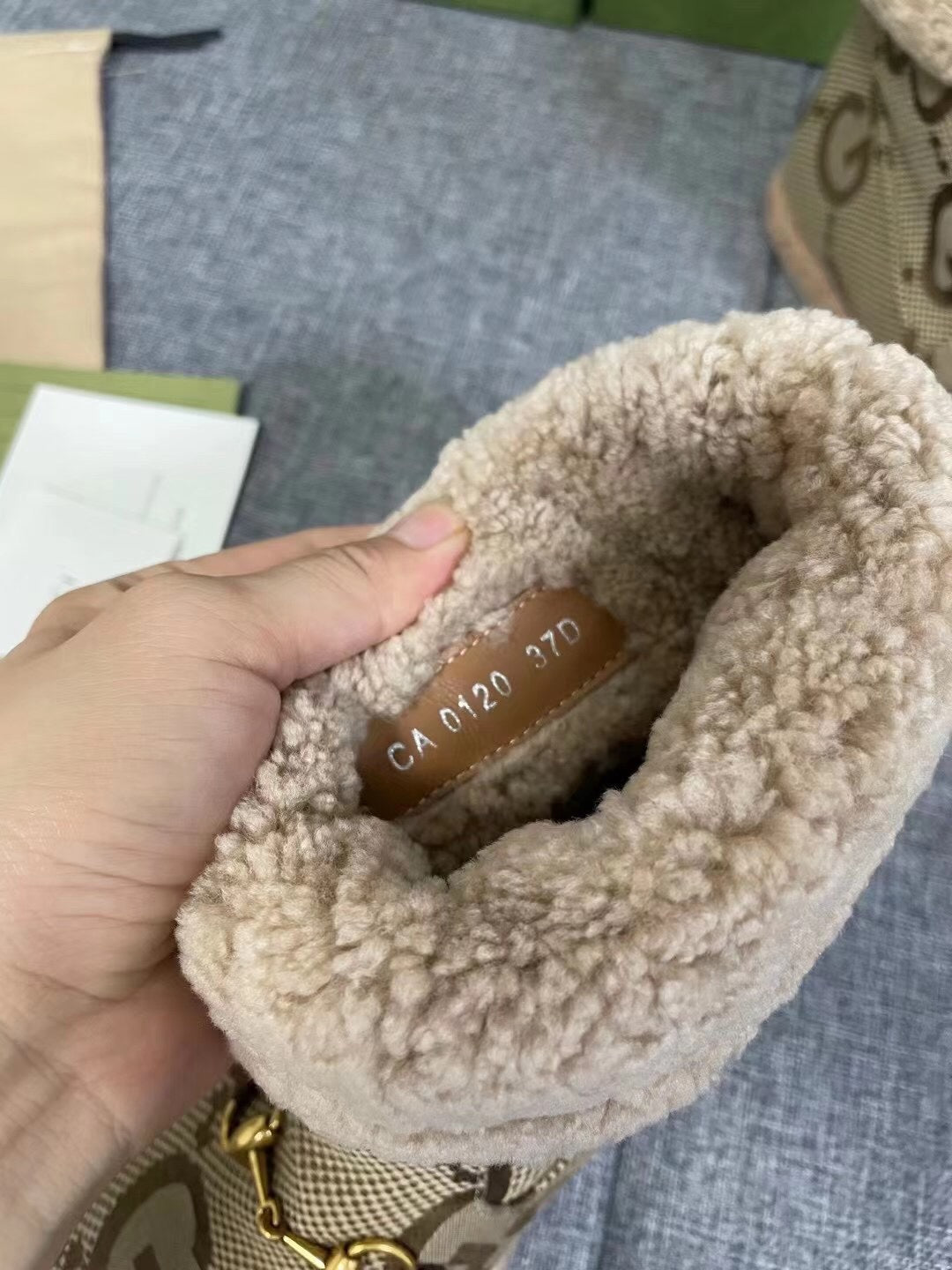 Gi 2025 Monogram Boot Ebony Beige Canvas Wool 564788