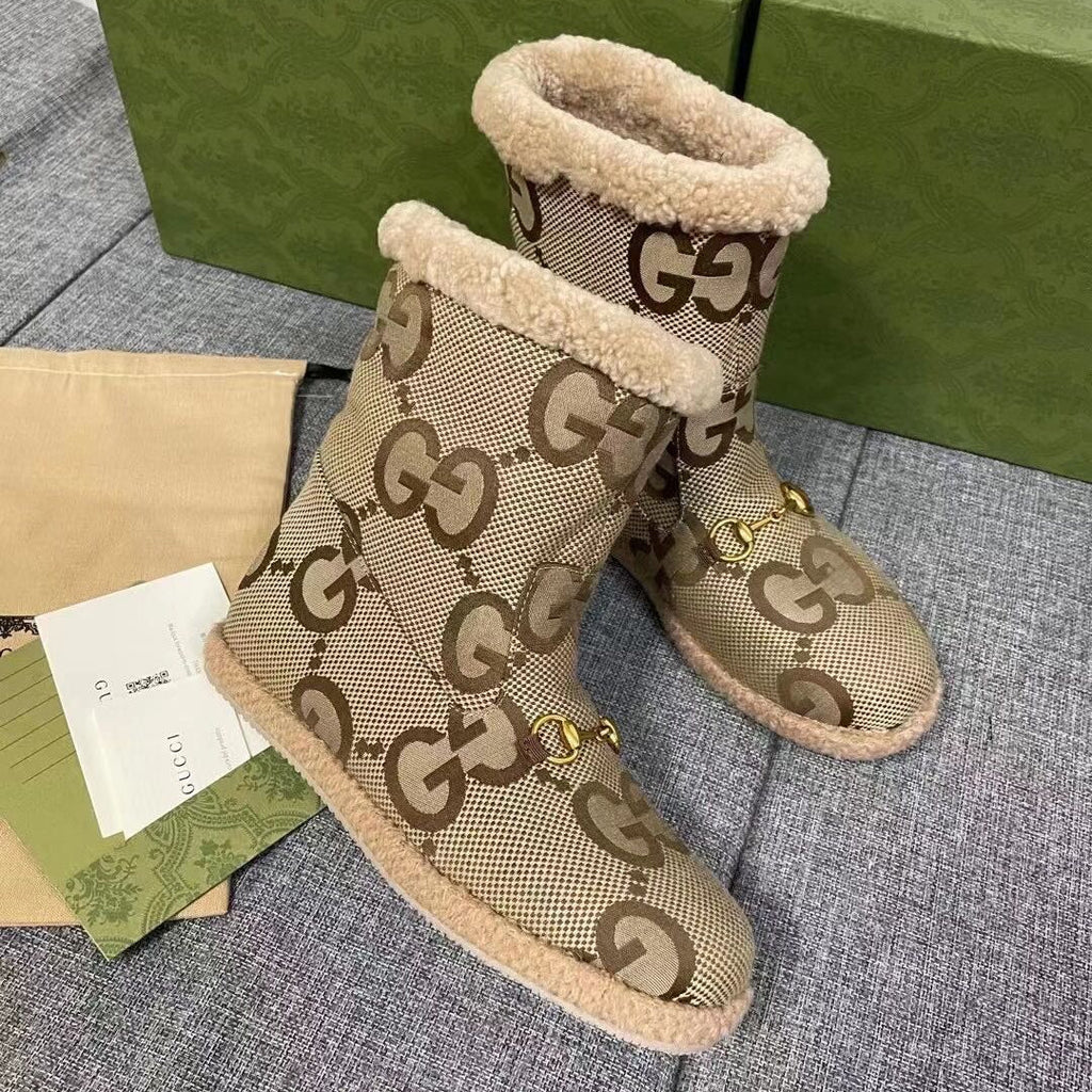 Gi 2025 Monogram Boot Ebony Beige Canvas Wool 564788