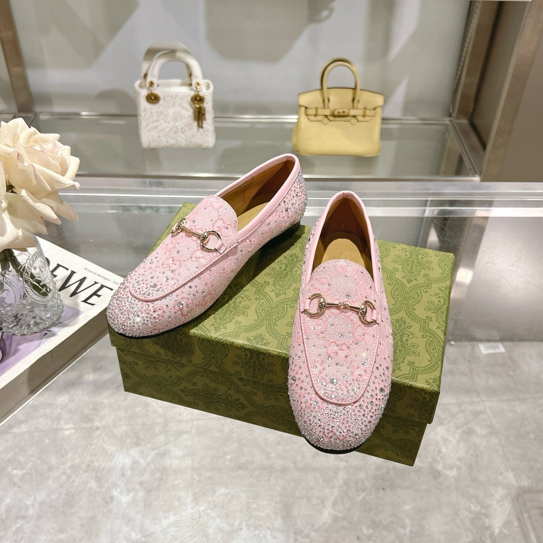 Horsebit Jordaan Loafer Canvas Crystal-Embellished