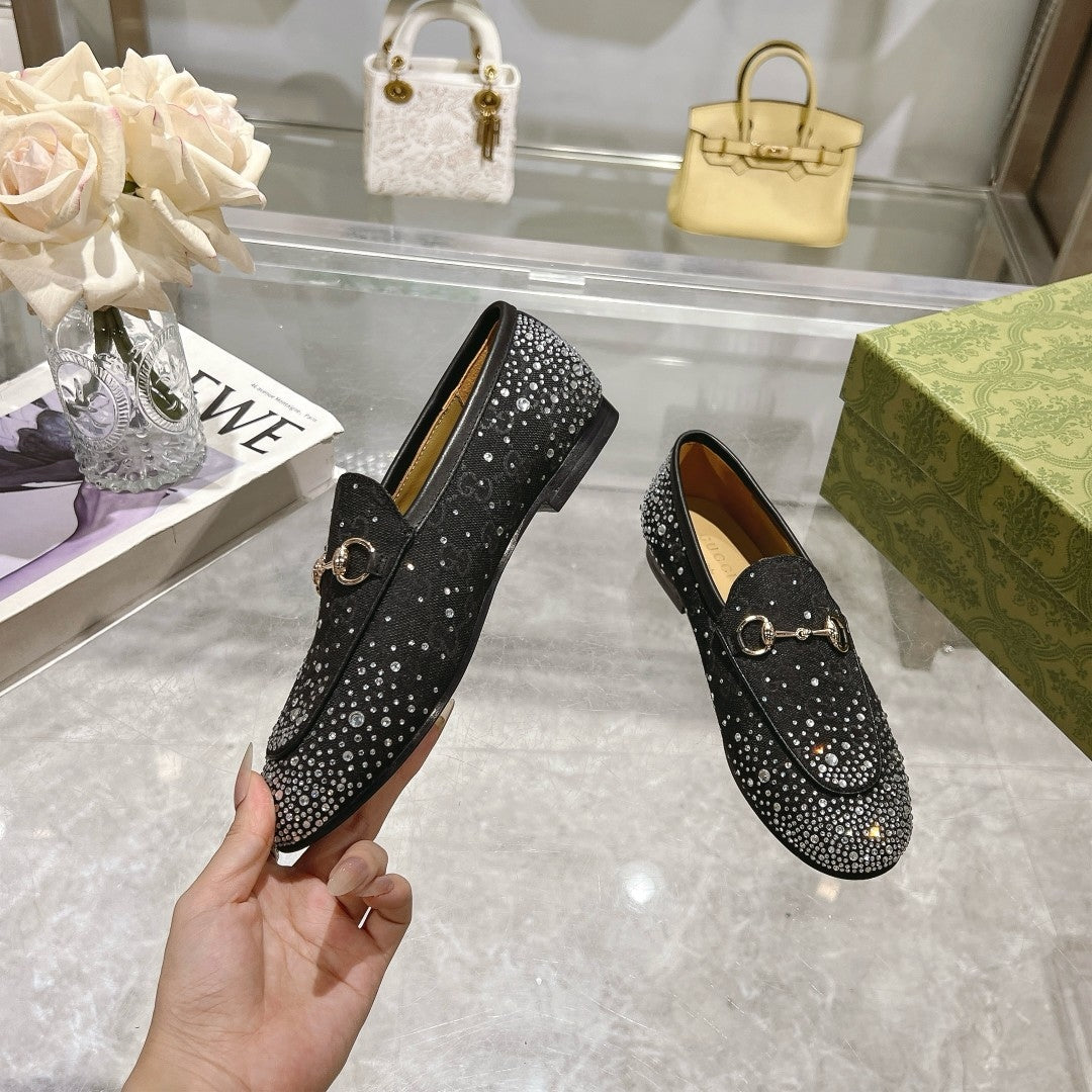 Horsebit Jordaan Loafer Canvas Crystal-Embellished