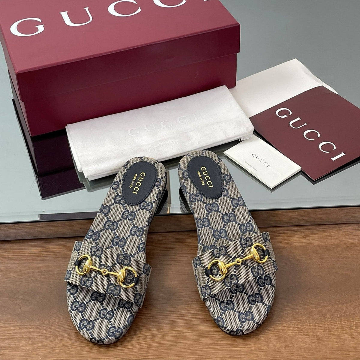 Gi Horsebit Slide Sandals Canvas