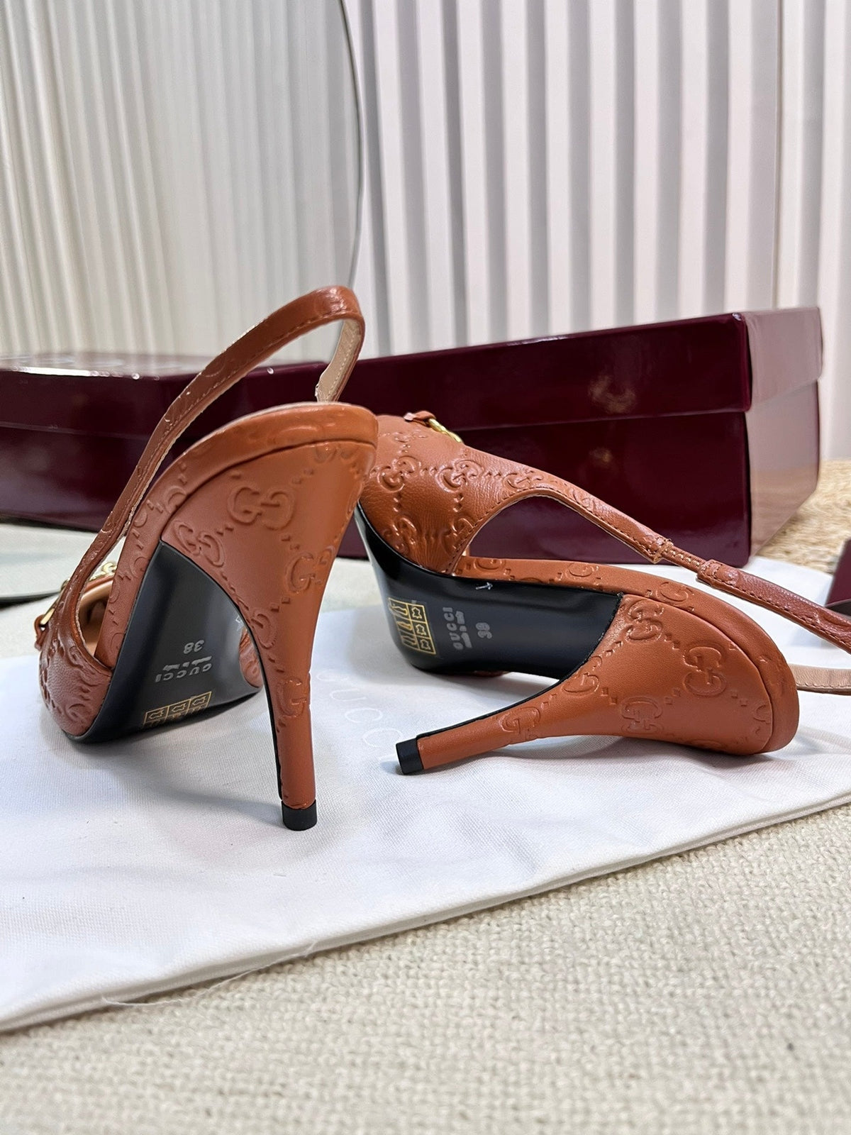 GC Horsebit Slingback Pump 100mm Embossed Sheepskin