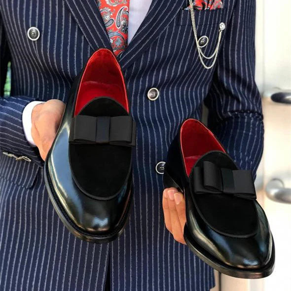 BLACK CLASSIC BOW LOAFERS