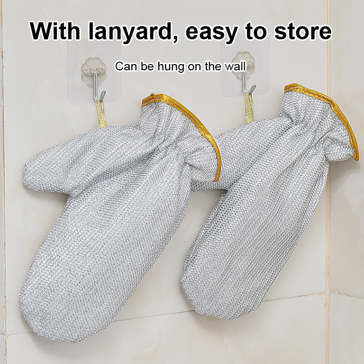 Waterproof and oil-proof dishwashing steel wool gloves