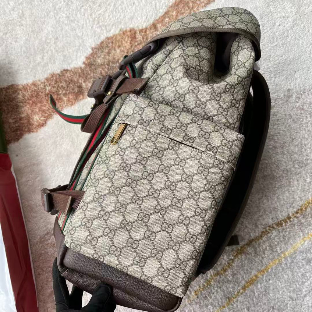 Gi Supreme Skateboard Backpack Brown Beige Leather Canvas