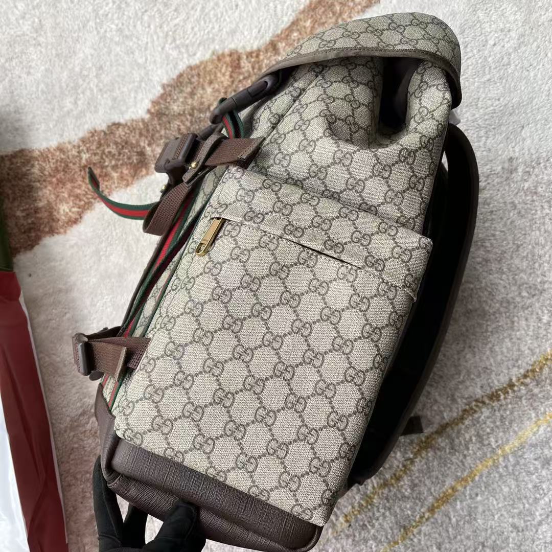 Gi Supreme Skateboard Backpack Brown Beige Leather Canvas