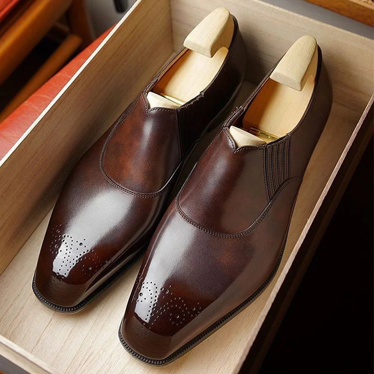 Patent Leather Oxford Slip On Shoes