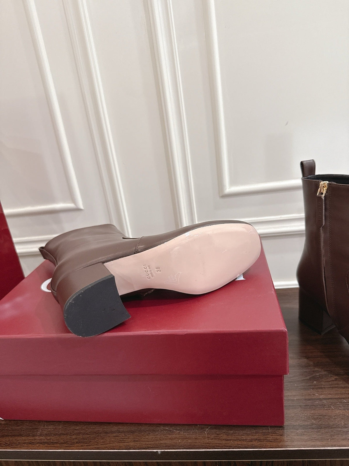 Gi Horsebit Chunky Heel Ankle Boots With Calfskin