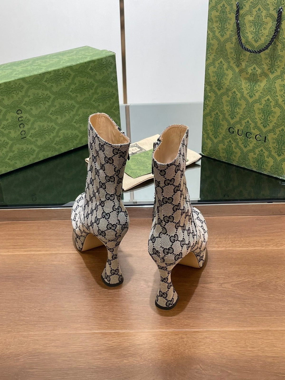 Gi SHORT BOOTS 11.5 CM IN MONOGRAM JACQUARD FABRIC
