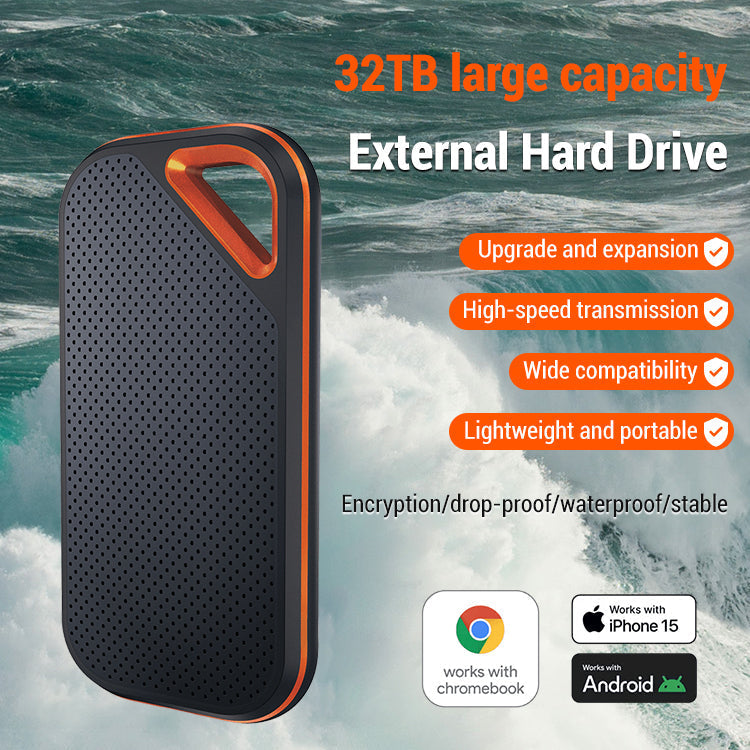 【32TB large capacity】Mobile hard disk🌟Transfers 2GB of data per second 🌟 Data encryption ensures protection, allowing you to store data anytime, anywhere 🌟