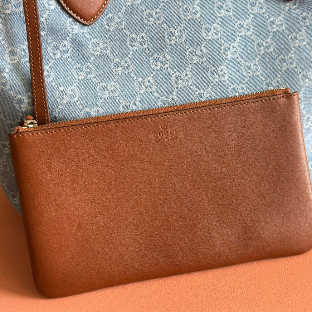 Gi Totissima 30.5cm Tote Bag Denim Leather