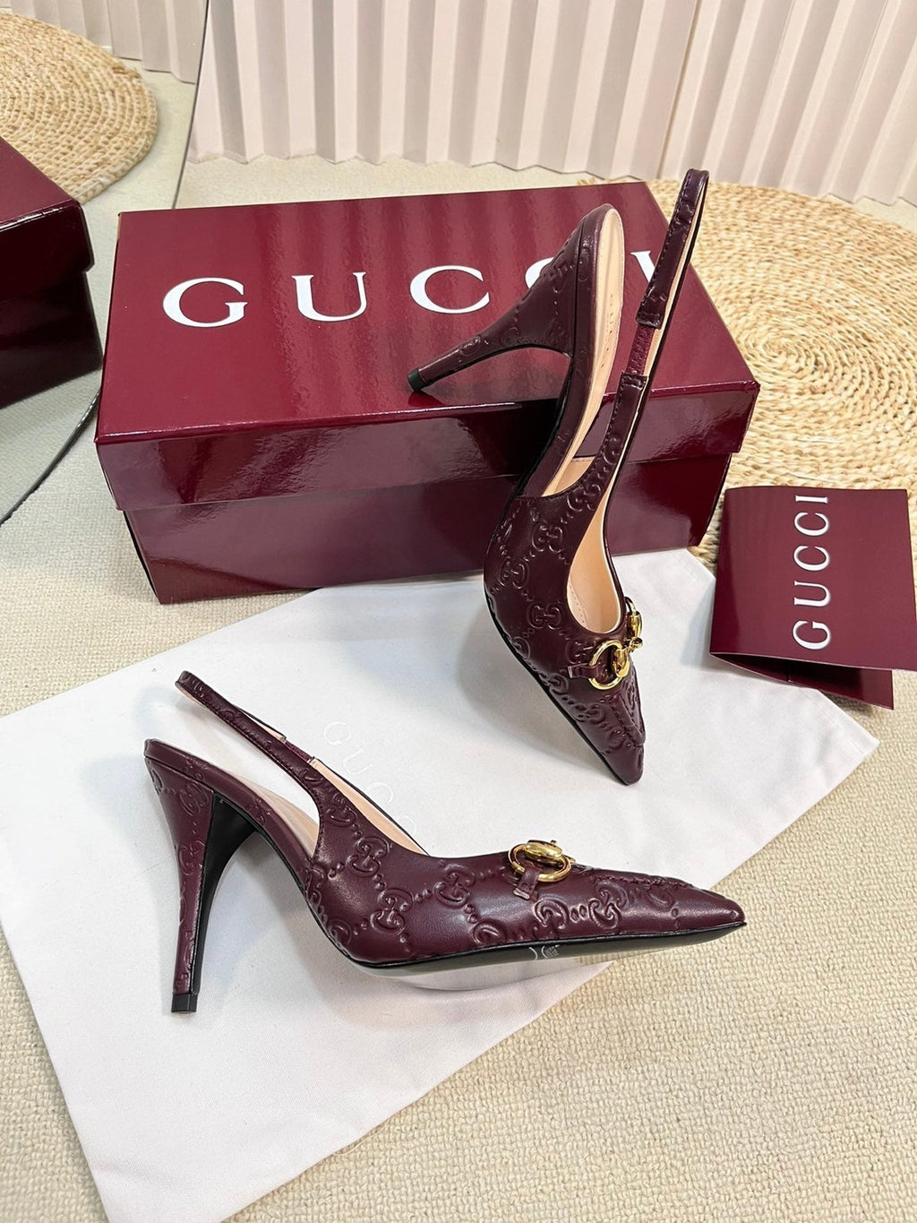 GC Horsebit Slingback Pump 100mm Embossed Sheepskin